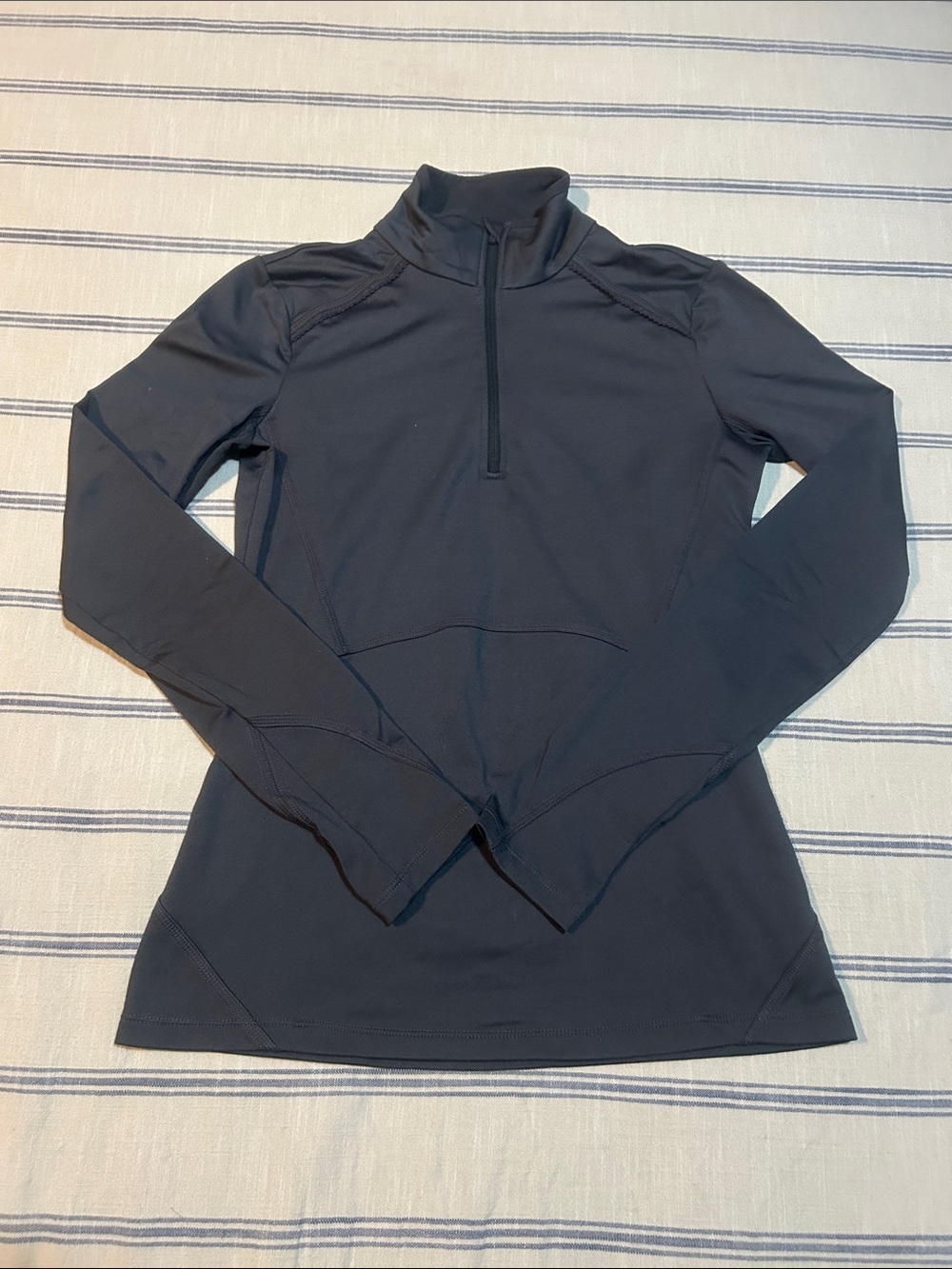 Athleta Black Long-Sleeve Quarter-Zip Performance Top